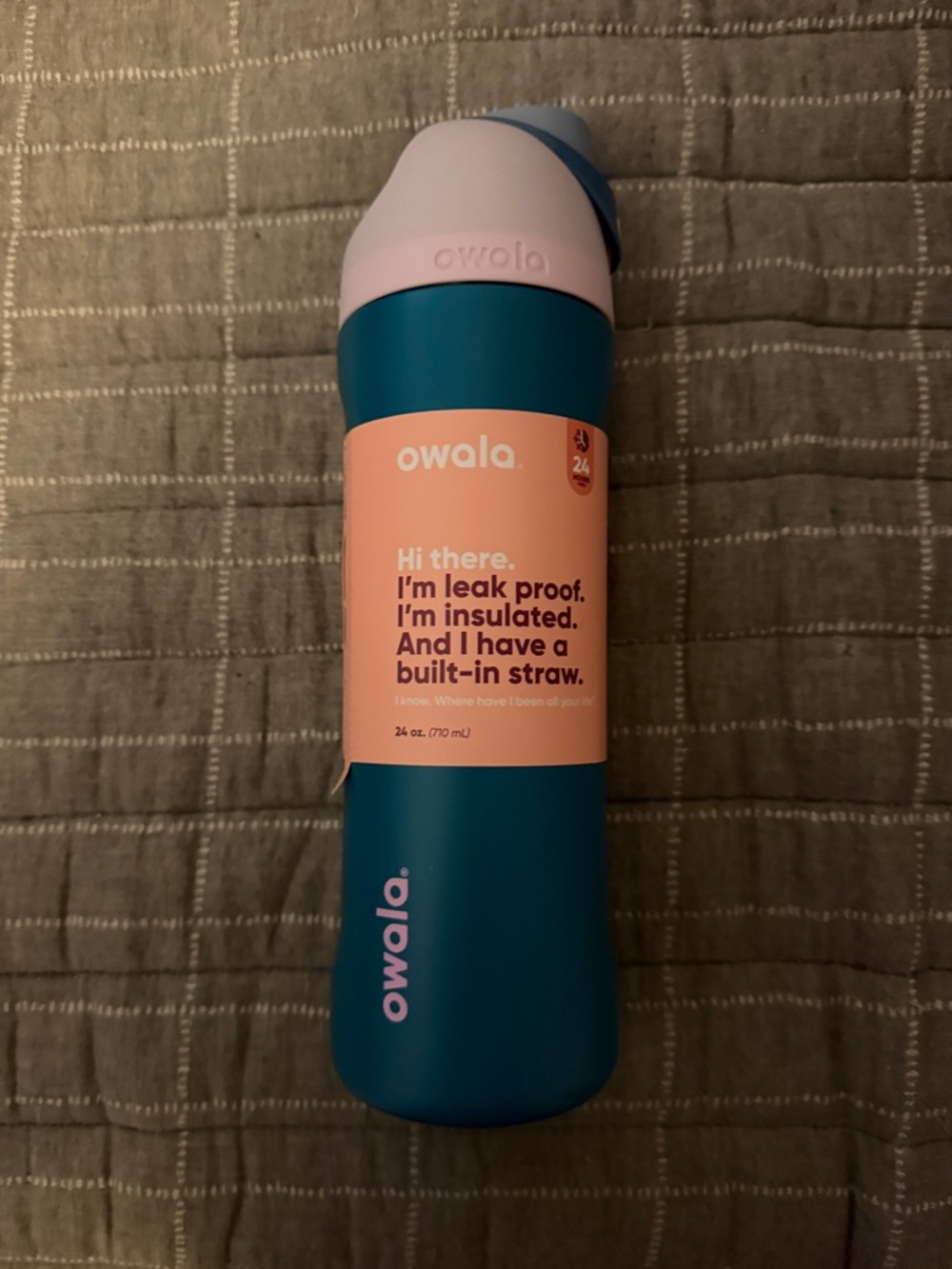 Owala Insulated Water Bottle with Built-In Straw — Teal and Pink